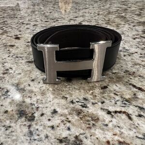 Hermes 18k Silver H Buckle and belt